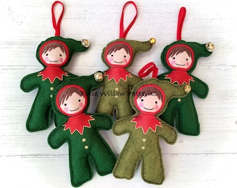 ITH Little Stuffed Elf pattern. Christmas in the hoop machine embroidery design of an Elf for 5x7 hoops