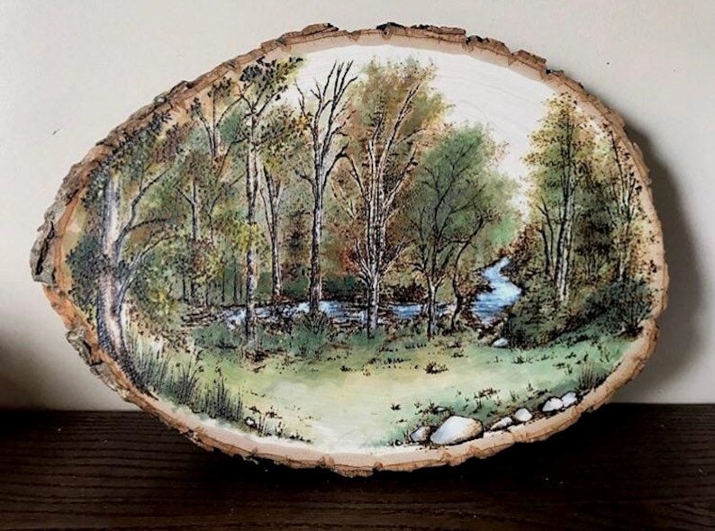 Handburned Custom Pyrography Woodburning Piece on Wood (COLOR) W/ Paint ...
