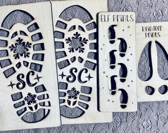 Reusable Christmas Footprint Stencils | Santa Shoe Print | Elf Shoe Print | Reindeer Footprints