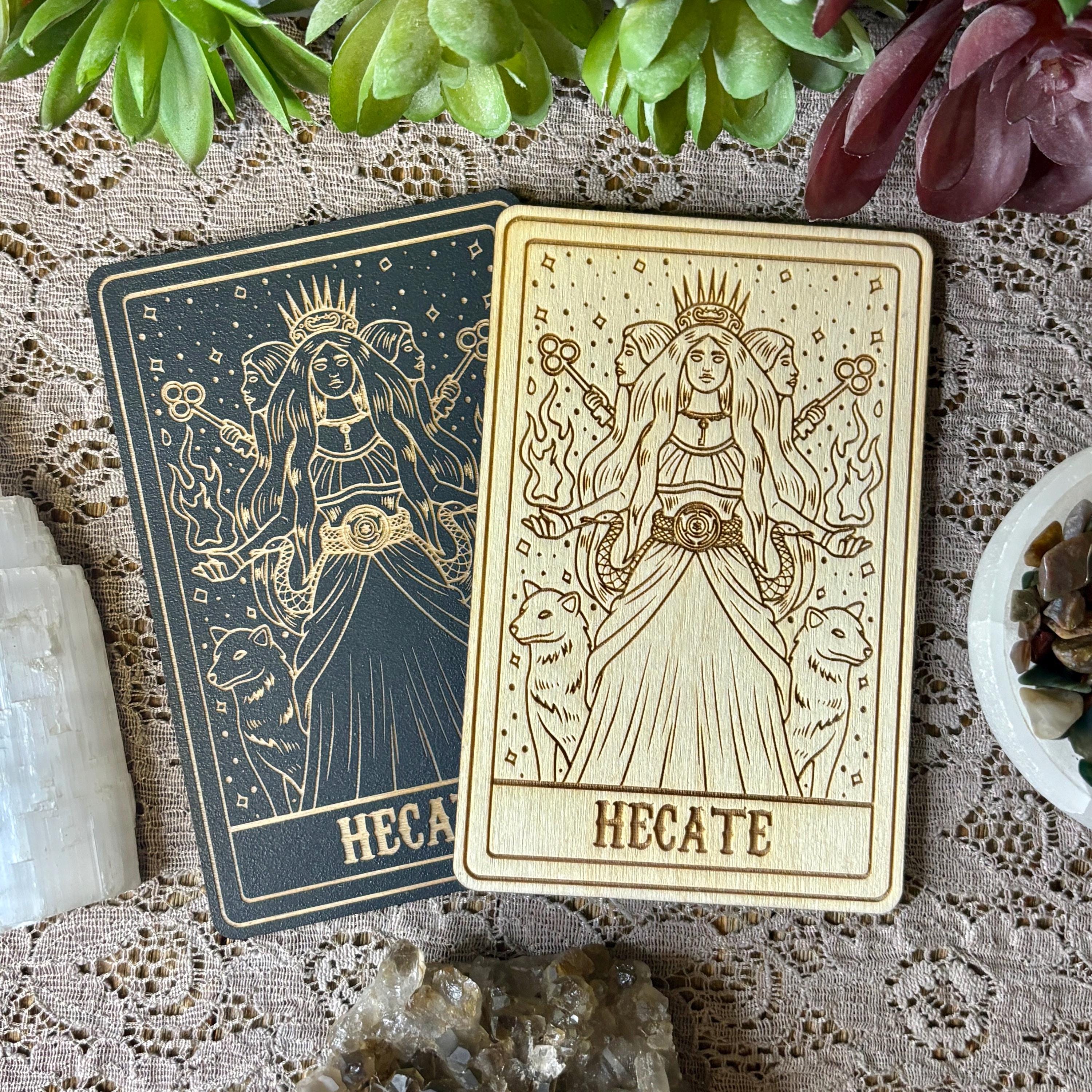 Hecate Deity Card | Altar Decor | Deity Wall Art | Tarot Themed Shelf Leaner