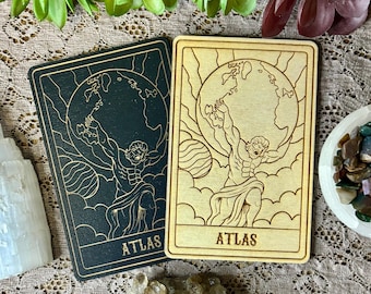 Atlas Deity Card | Altar Decor | Deity Wall Art | Tarot Themed Shelf Leaner