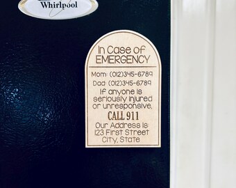 Babysitter & Visitor Emergency Contact Refrigerator Magnet | Child Safety Magnet | Emergency Address Magnet | AIRBNB Magnet
