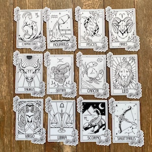 Floral Zodiac Sign Stickers ( Individual or Set )