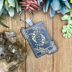 Pisces Zodiac Keychain | Floral Zodiac Keychain | February 19 - March 20 |