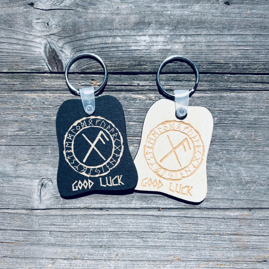 Good Luck Wooden Rune Keychain | Rune Talisman | Strength | Wealth ...