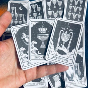 Suit of Cups Stickers | Minor Arcana Tarot Card | Altar Decor | Grimoire Stickers | Daily Tarot | Ace of Cups to King of Cups