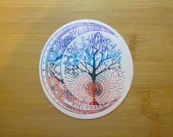Chakra Crescent Moon with Tree Sticker / Magnet