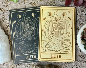 Lilith Deity Card | Altar Decor | Deity Wall Art | Tarot Themed Shelf Leaner
