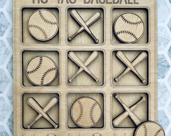 Tic Tac Baseball | Baseball Tic-Tac-Toe | Basket Fillers | Gift for Kids | Wooden Kids Game | Personalized Gift | For Girls | For Boys