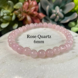 Rose Quartz Bracelet | 6MM Rose Quartz Crystal Bracelet | Stretchy Crystal Bracelet