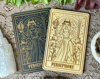 Persephone Deity Card | Altar Decor | Deity Wall Art | Tarot Themed Shelf Leaner