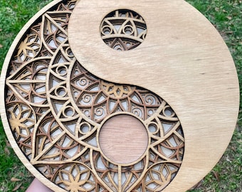 Multi-Layered Laser Cut Wall Decor Wooden Yin Yang