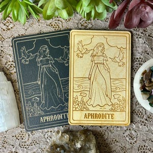 Aphrodite Deity Card | Altar Decor | Deity Wall Art | Tarot Themed Shelf Leaner Bild 1
