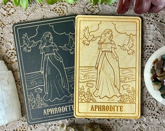 Aphrodite Deity Card | Altar Decor | Deity Wall Art | Tarot Themed Shelf Leaner