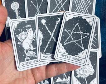 Suit of Wands Stickers | Minor Arcana Tarot Card | Altar Decor | Grimoire Stickers | Daily Tarot | Ace of Wands to King of Wands