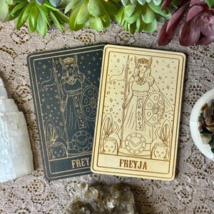 Freyja Deity Card | Altar Decor | Deity Wall Art | Tarot Themed Shelf Leaner