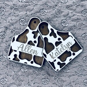 Cow Tag Name Ornament | Personalized Ornament | Christmas Ornament | Stocking Tag | Cowtag Ornament