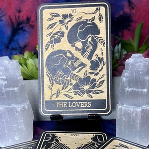 6 | The Lovers Tarot Card | Major Arcana | Mystic Wooden Major Arcana Tarot | Witchy Birch Major Arcana Décor Card | Painted Black