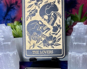 6 | The Lovers Tarot Card | Major Arcana | Mystic Wooden Major Arcana Tarot | Witchy Birch Major Arcana Décor Card | Painted Black