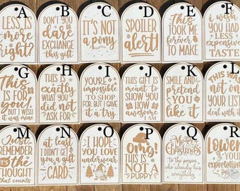 Funny Wooden Christmas Tags | Funny Gift Tags | Honest Christmas Gift Tags | Honest Gift Tags | Funny Holiday Tags | Holiday Gift Tags