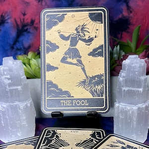 0 | The Fool Tarot Card | Major Arcana | Mystic Wooden Major Arcana Tarot | Witchy Birch Major Arcana Décor Card | Painted Black