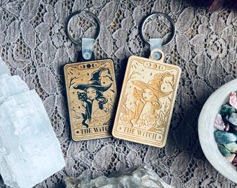 The Witch Tarot Keychain | Mystic Wooden Tarot | Tarot Keychain | Tarot Themed Keychain | Witchy Keychain