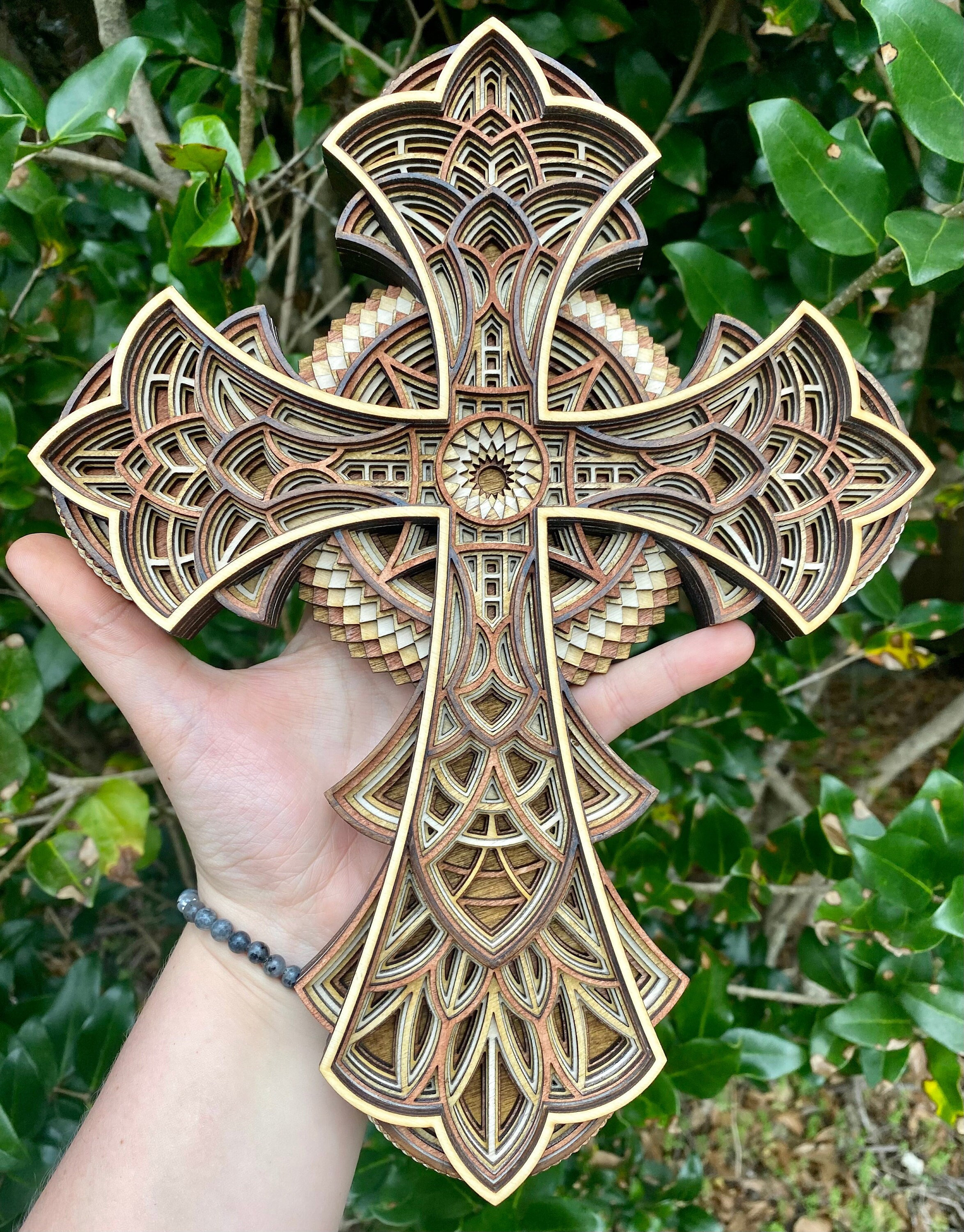 Multi-Layered Laser Cut Wall Decor Wooden Cross