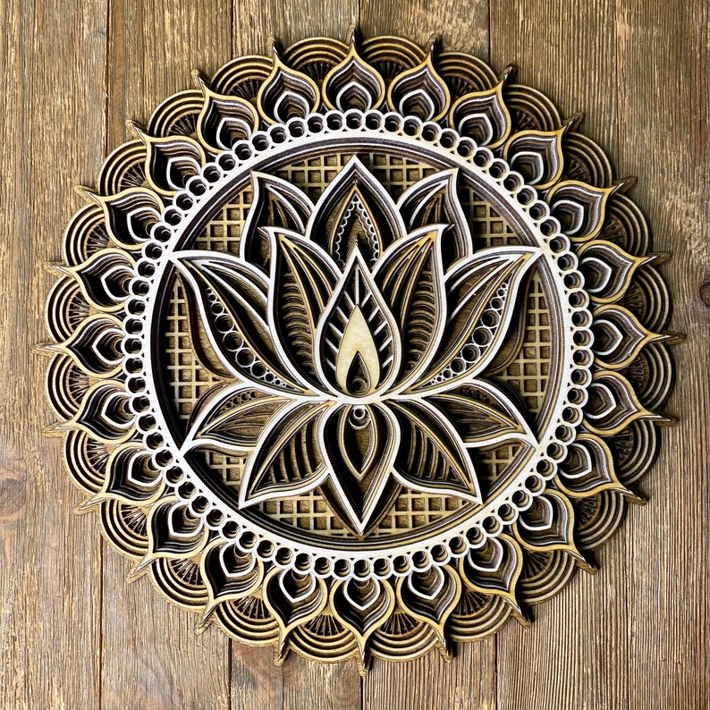 Multi-layered Laser Cut Wall Decor Wooden Mandala Lotus - Etsy