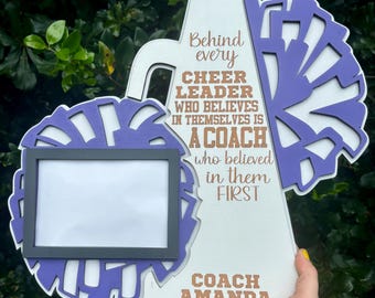 Custom Cheer Coach Photo Frame | Personalized Cheer Wall Hanging | Cheer Team Gift | Cheer Picture Frame