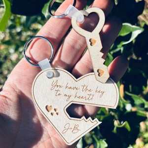 Personalized Key To My Heart Keychain | Set of 2 | Valentine&#39;s Keychain | Anniversary Gift