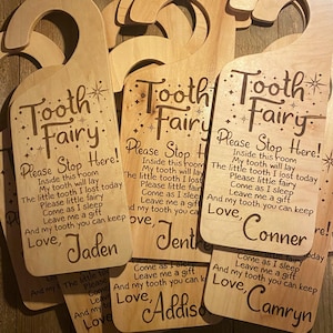 Tooth Fairy Door Hanger | Personalized Tooth Fairy Stop Here Door Hanger | Alternative Option for Tooth Pillow