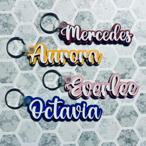 Custom Wooden Name Keychain | Personalized Name Gifts | Gift for Her | Personalized Bag Tag | Custom Colored Layered Wooden Bag Tag |