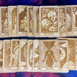 Full Set of 23 Major Arcana Tarot Cards | Mystic Wooden Major Arcana Tarot | Witchy Birch Major Arcana Décor Card | Natural WoodGrain