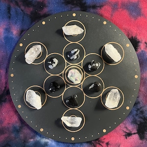Fruit of Life Crystal Grid (Black)