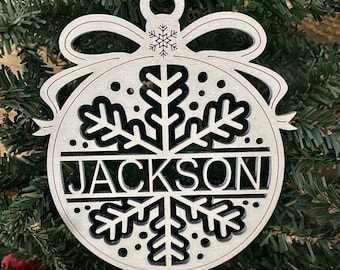 Personalized Name Christmas Ornament | Custom Yule Ornament | Snowflake Name Ornament | Personalizable Name Ornament