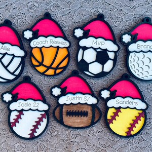 Sports Ornaments | Christmas Ornaments | Sports Ball Ornaments | Volleyball Basketball Soccer Golf Baseball Football Softball Cheer