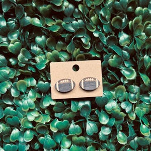 Football Earring Studs | Wooden Earrings | Sports Earrings | Hypoallergenic Stainless Steel Posts