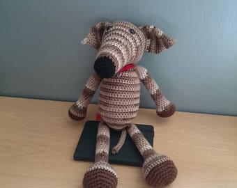 Crocheted Brindle Greyhound Amigarumi Made to Order