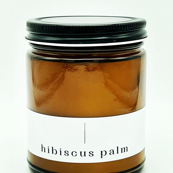 Hibiscus Palm 8.5 oz. candle with coconut apricot wax | hibiscus candle |