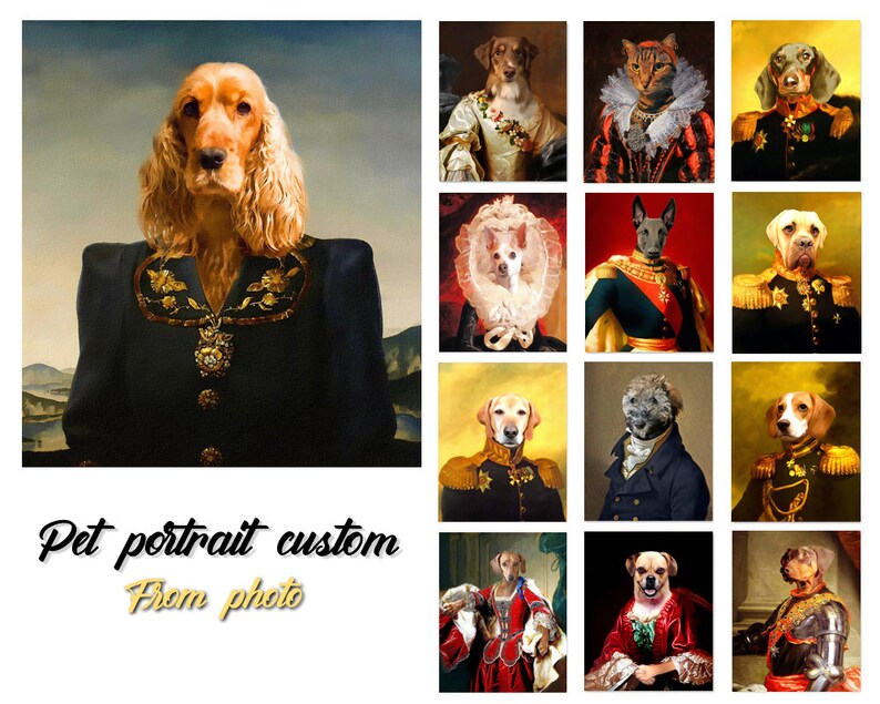 Regal Pet Custom pet portrait French Princess Queen Queen Queen Pet Portrait, Regal pet portraits Cat lover Royal Pet Princess