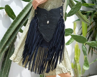 leather fringe purse