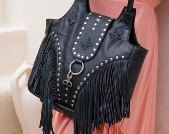 Y2K Botkier Black Leather Studded Shoulder Bag With Zipper