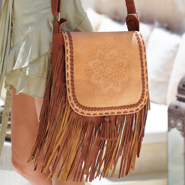 Leather Boho Handcrafted Crossbody Purse, Western Bag, Festival Bag