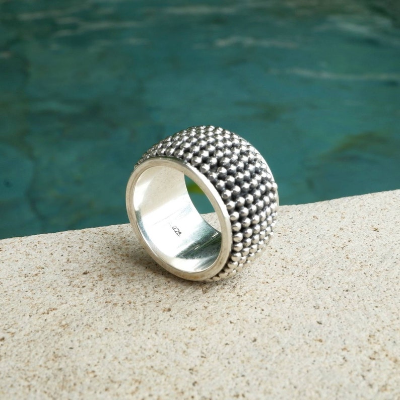 925 Sterling Silver Wide Band Rings for Women~Geometric Modern Unique Sterling Silver Ring~Jewelry by My Gratitude Bali