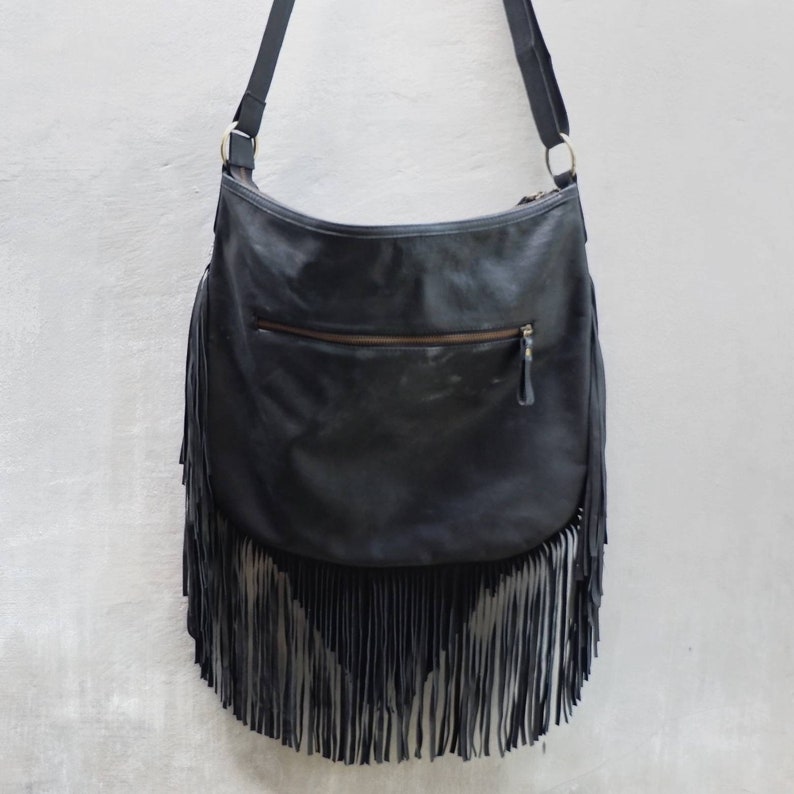 Tooled Leather Fringe Purse Boho Leather Crossbody Bag Etsy