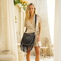 Boho Black Leather Fringe Crossbody Purse product logo