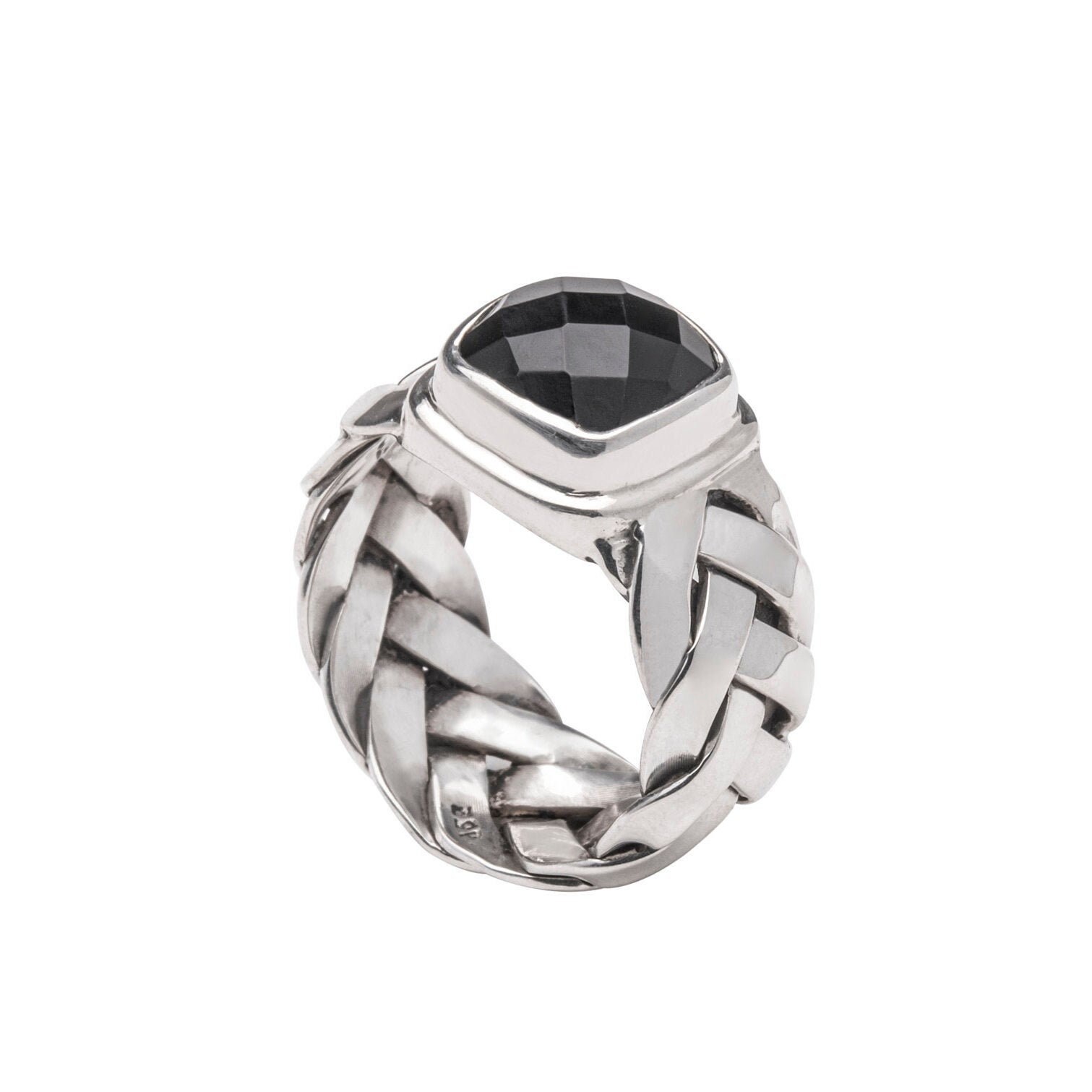 Braided Silver Black Onyx Gemstone Rings For Women Etsy
