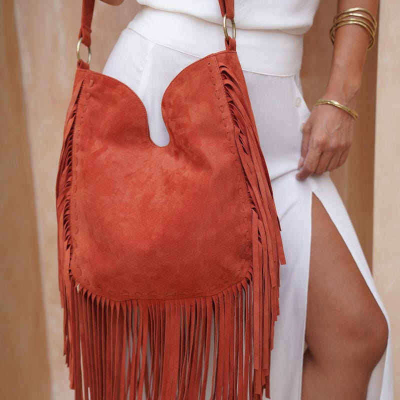 Rust Suede Leather Bag - Etsy