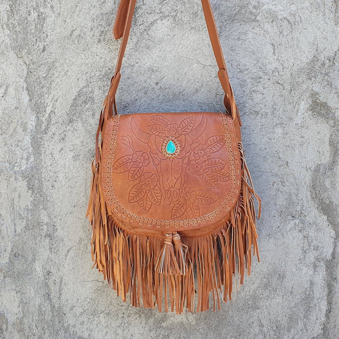 Tooled Leather Boho Crossbody Festival Bag for Women Etsy