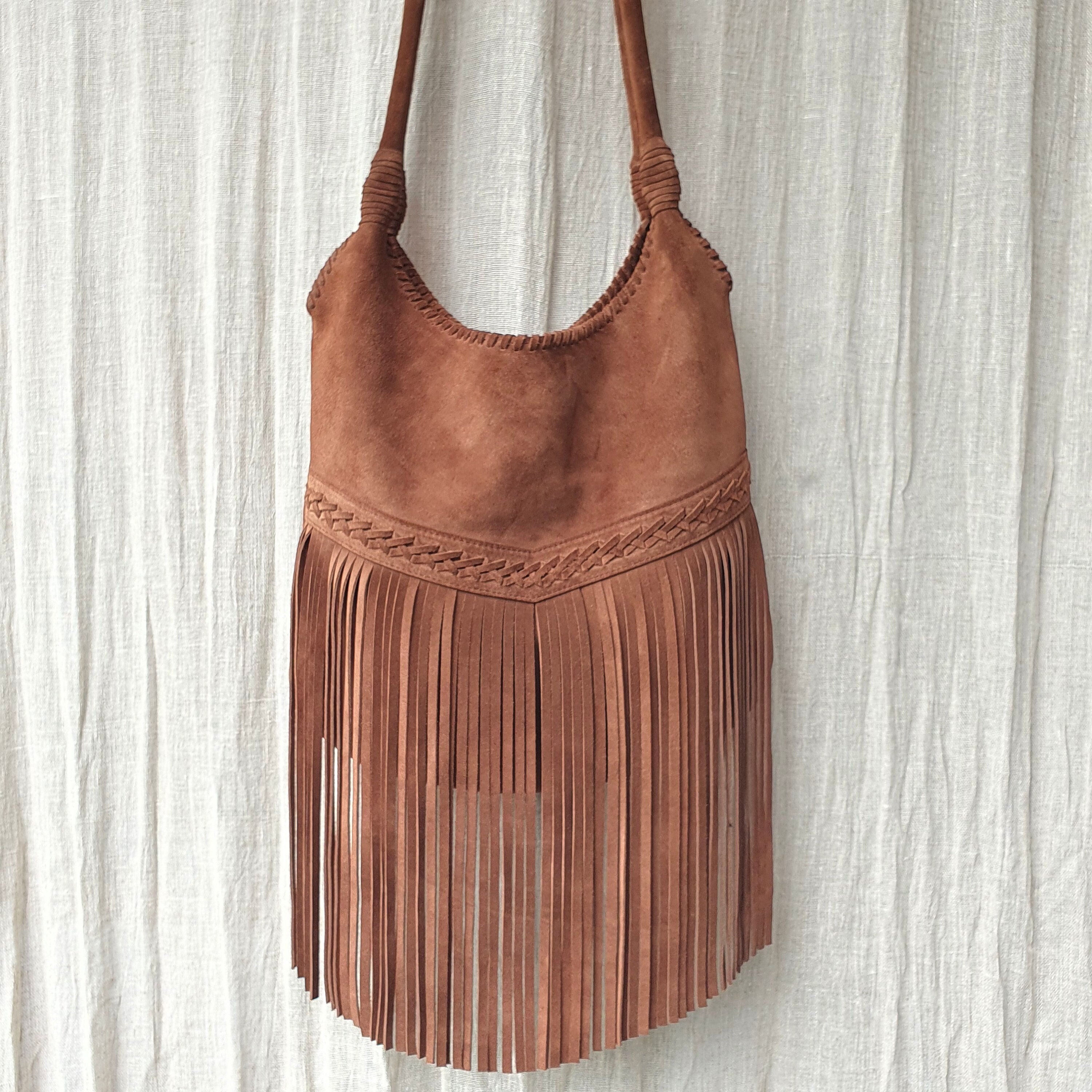 Bodhi Suede Fringe Crossbody Bag in Black